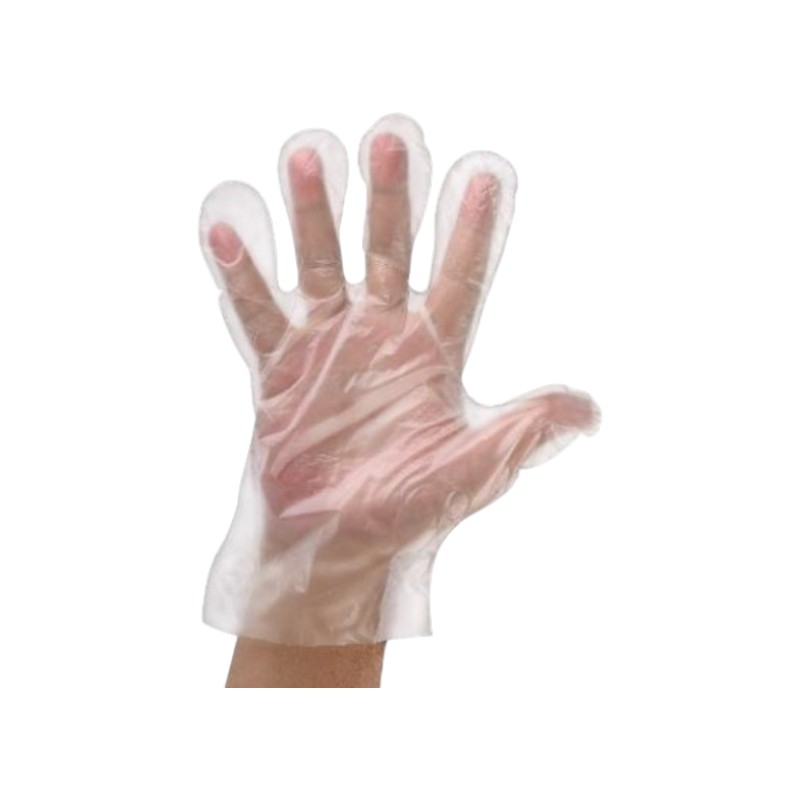 Puderfreie HDPE-Handschuhe - Einmalgebrauch - Abreißverschluss - 26 cm - Transparent - ??100 Stück